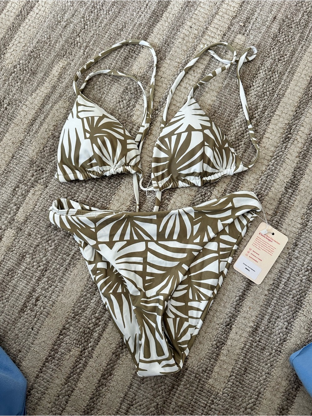 Midori Olive Leaf Print Triangle Bikini Set - Women Swim
